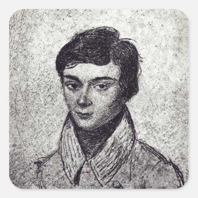 Portrait von Evariste Galois Quadratischer Aufkleber (Vorderseite)