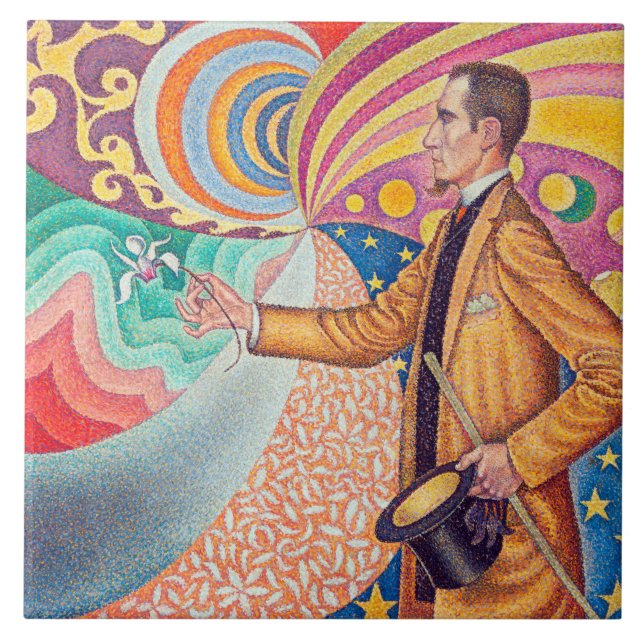 Portrait von Felix Feneon, Signac Fliese (Vorderseite)