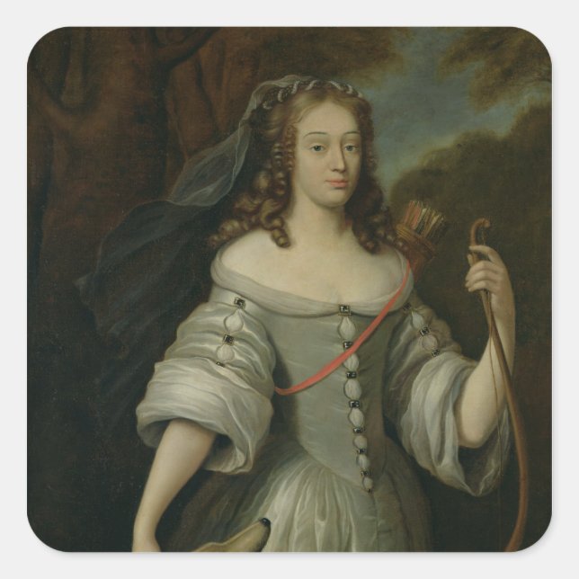 Portrait von Francoise Louise de la Baume Quadratischer Aufkleber (Vorderseite)