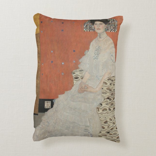 Portrait von Fritza Riedler von Gustav Klimt Dekokissen (Rückseite(Vertikal))