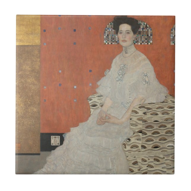 Portrait von Fritza Riedler von Gustav Klimt Fliese (Vorderseite)
