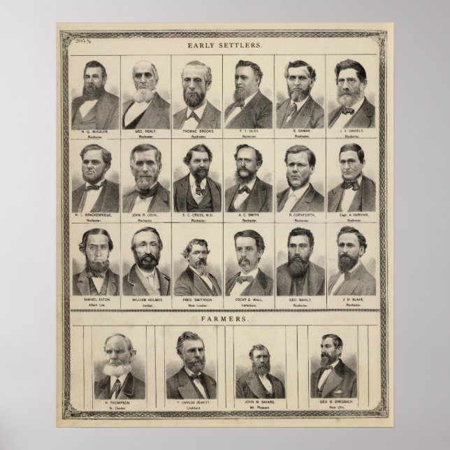 Portrait von frühen Siedlern und Bauern, Minnesota Poster (Vorne)