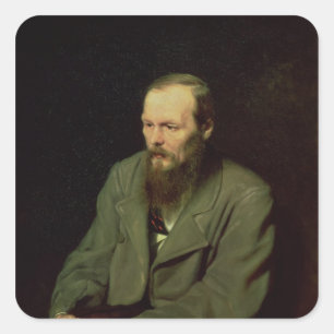 Portrait von Fyodor Dostojewski 1872 Quadratischer Aufkleber