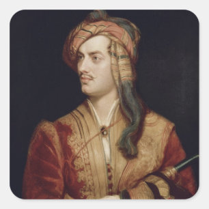 Portrait von George Gordon (1788-1824) 6. Baron By Quadratischer Aufkleber