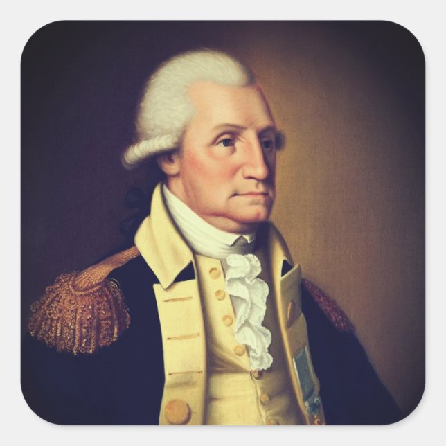 Portrait von George Washington (1790) Quadratischer Aufkleber (Vorderseite)