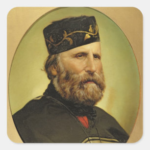 Portrait von Giuseppe Garibaldi Quadratischer Aufkleber