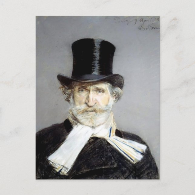 Portrait von Guiseppe Verdi von Giovanni Boldini Postkarte (Vorderseite)