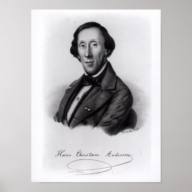 Portrait von Hans Christlich Andersen Poster (Vorne)