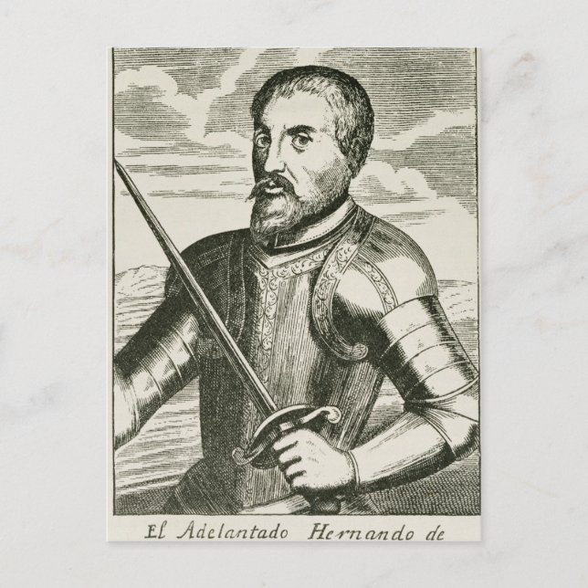 Portrait von Hernando de Soto Postkarte (Vorderseite)