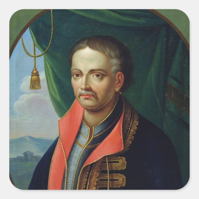 Portrait von Ivan Mazepa Quadratischer Aufkleber (Vorderseite)