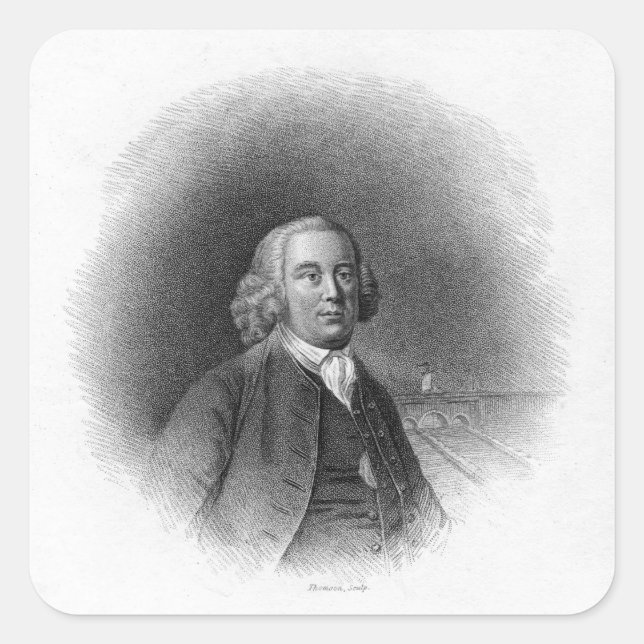 Portrait von James Brindley Quadratischer Aufkleber (Vorderseite)