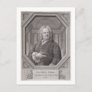 Portrait von James Gibbs (1682-1754) von 'Plans, S Postkarte