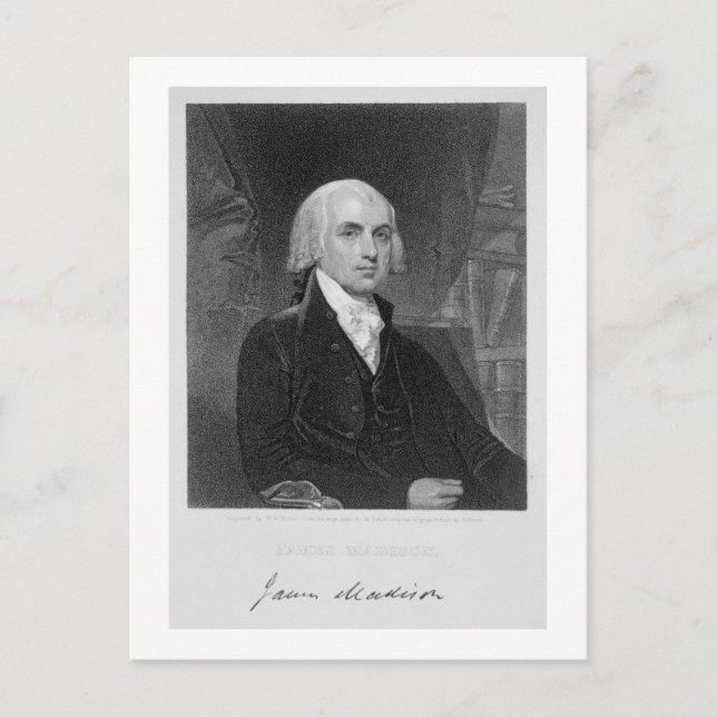 Portrait von James Madison, eingraviert von Willia Postkarte (Vorderseite)