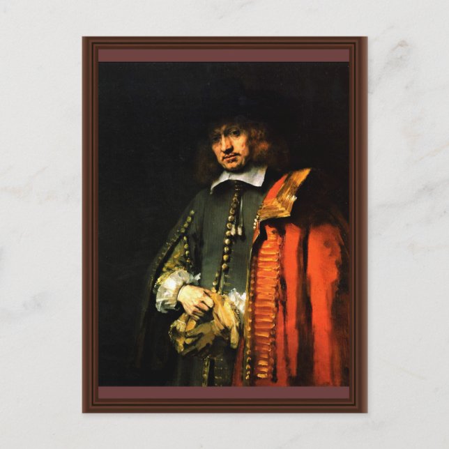 Portrait von Jan Six von Rembrandt Harmensz. Van Postkarte (Vorderseite)