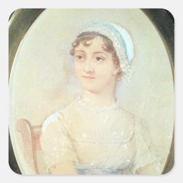 Portrait von Jane Austen Quadratischer Aufkleber (Vorderseite)