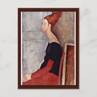 Portrait von Jeanne Hébuterne in dunklen Kleidern Postkarte