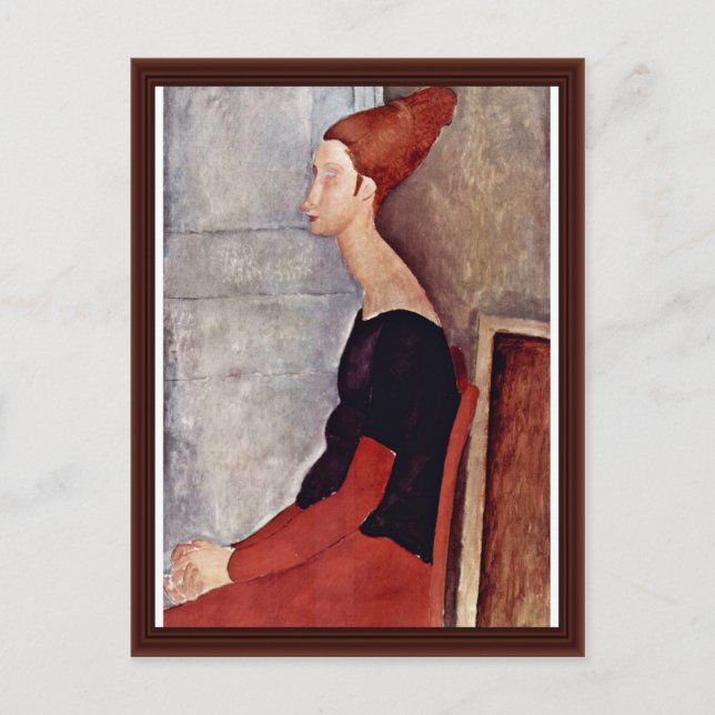 Portrait von Jeanne Hébuterne in dunklen Kleidern Postkarte (Vorderseite)