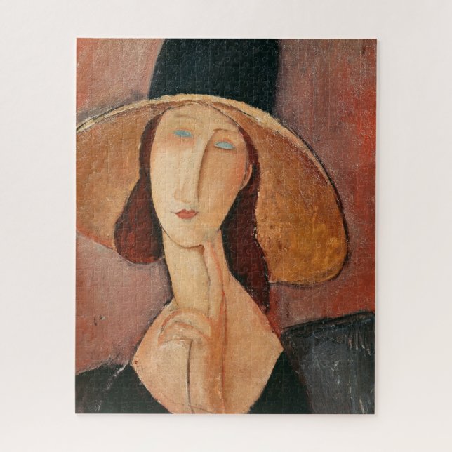 Portrait von Jeanne Hebuterne in einem großen Hut (Vertikal)