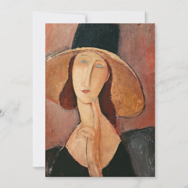 Portrait von Jeanne Hebuterne in einem großen Hut Dankeskarte (Vorderseite)