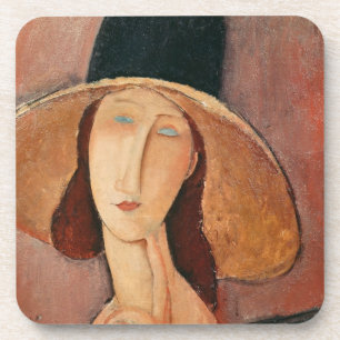 Portrait von Jeanne Hebuterne in einem großen Hut Getränkeuntersetzer