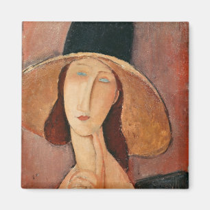 Portrait von Jeanne Hebuterne in einem großen Hut Magnet