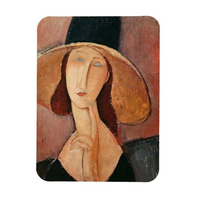 Portrait von Jeanne Hebuterne in einem großen Hut Magnet (Vertikal)