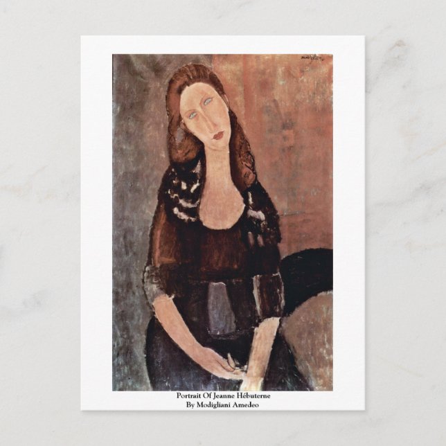Portrait von Jeanne Hébuterne von Modigliani Amede Postkarte (Vorderseite)