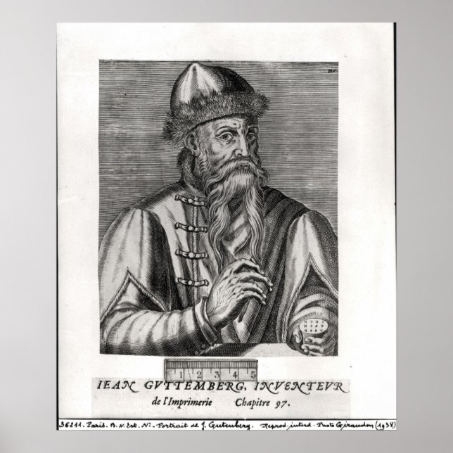 Portrait von Johannes Gutenberg Poster (Vorne)