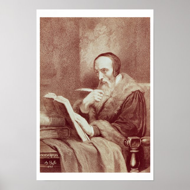 Portrait von John Calvin (1509-1564) (Gravieren) Poster (Vorne)