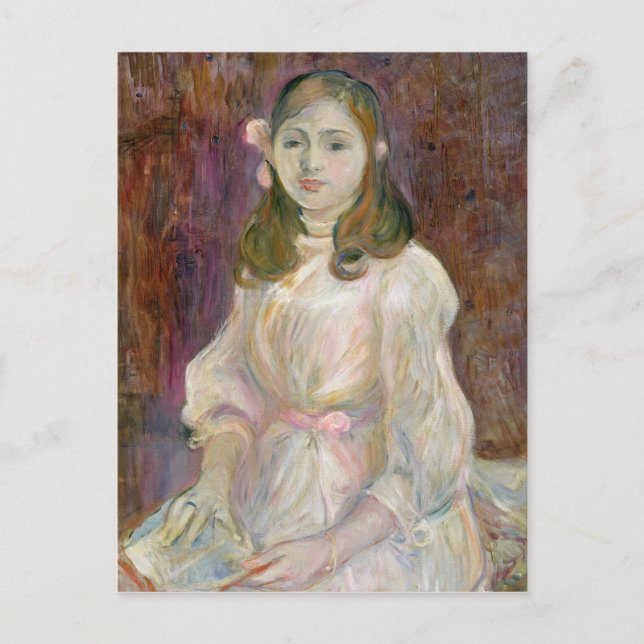 Portrait von Julie Manet Holding a Book, 1889 Postkarte (Vorderseite)