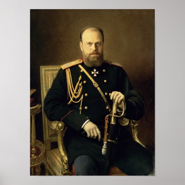 Portrait von Kaiser Alexander III. 1886 Poster (Vorne)