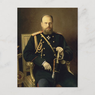 Portrait von Kaiser Alexander III. 1886 Postkarte