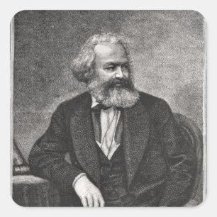 Portrait von Karl Marx 1857 Quadratischer Aufkleber