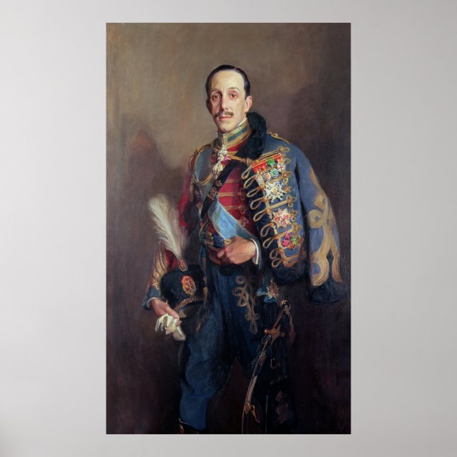 Portrait von König Alfonso XIII von Spanien 1927 Poster (Vorne)