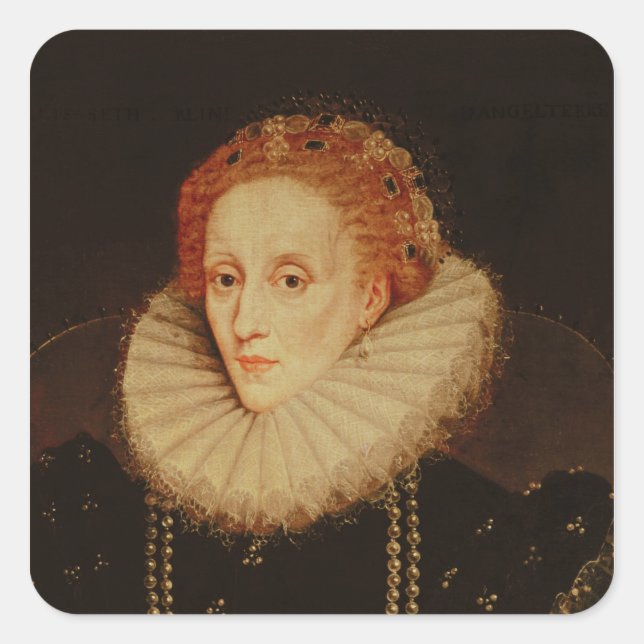 Portrait von Königin Elizabeth I. Quadratischer Aufkleber (Vorderseite)