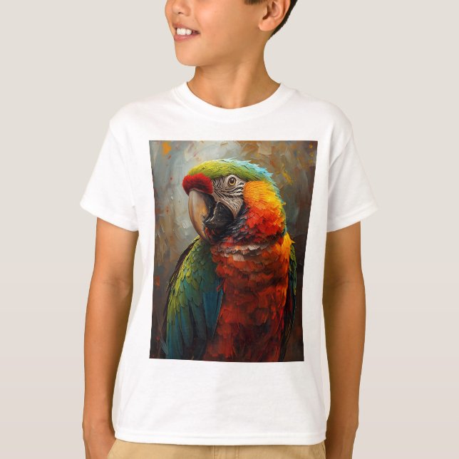 Portrait von künstlerischem Papagei - lebhafte Ölm T-Shirt (Vorderseite)