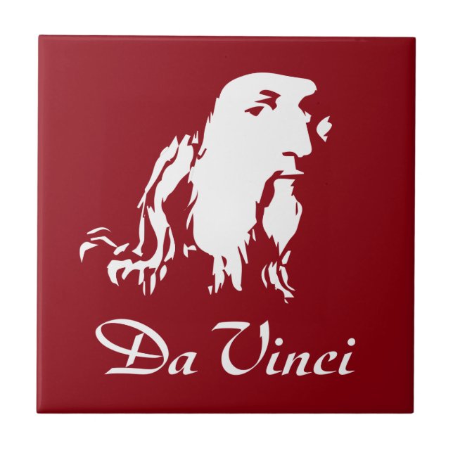 Portrait von Leonardo Da Vinci Fliese (Vorderseite)