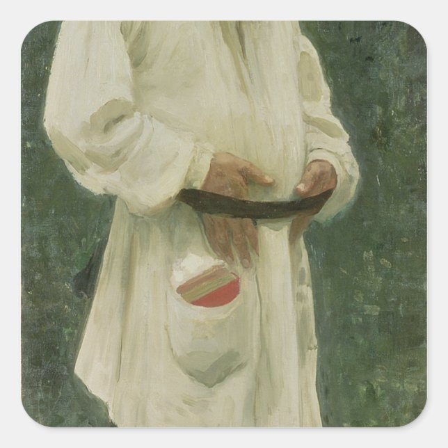 Portrait von Lev Tolstoi 1901 Quadratischer Aufkleber (Vorderseite)