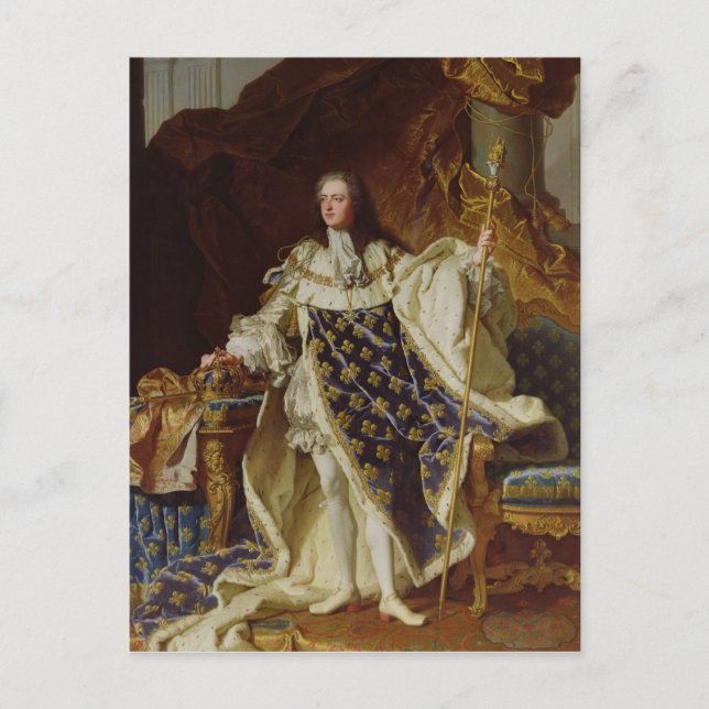 Portrait von Louis XV in seinen Koronationsrobuste Postkarte (Vorderseite)