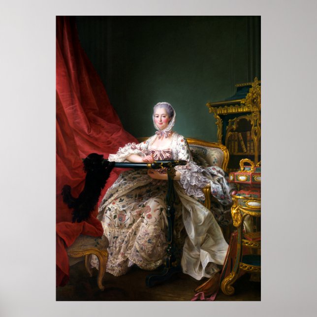 Portrait von Madame de Pompadour Poster (Vorne)