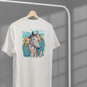 Portrait von Mädchen und Pferden T-Shirt