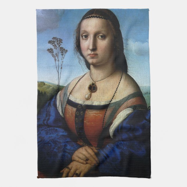 Portrait von Maddalena Doni von Raphael Sanzio Geschirrtuch (Vertikal)