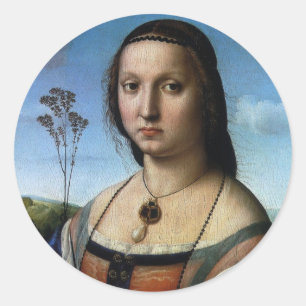 Portrait von Maddalena Doni von Raphael Sanzio Runder Aufkleber