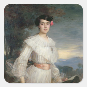 Portrait von Madeleine Reclus, 1902 Quadratischer Aufkleber