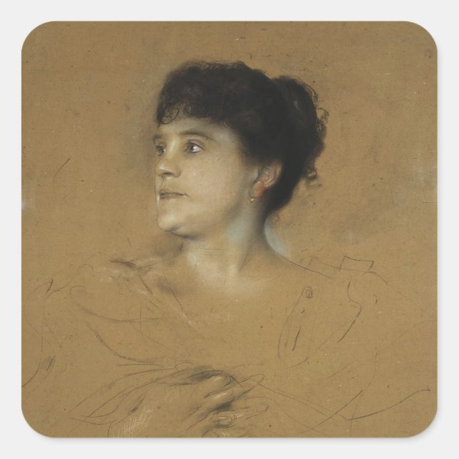 Portrait von Marcella Sembrich, 1891 Quadratischer Aufkleber (Vorderseite)