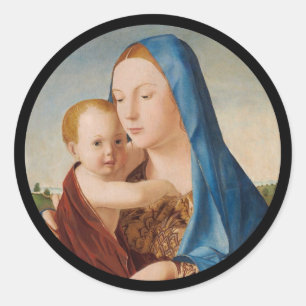 Portrait von Mary Holding Baby Jesus Runder Aufkleber