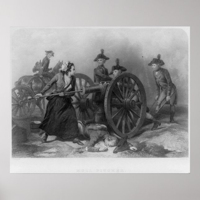 Portrait von Molly Pitcher beim Laden einer Kanone Poster (Vorne)