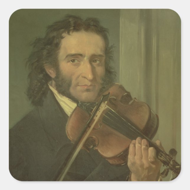 Portrait von Niccolo Paganini Quadratischer Aufkleber (Vorderseite)