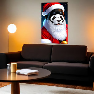 Portrait von Panda Santa Claus   AI Art Poster