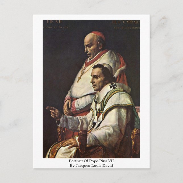 Portrait von Papst Pius Vii von Jacques-Louis Davi Postkarte (Vorderseite)